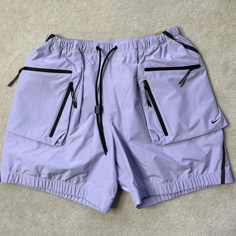 Nike Tech Super Lightweight Shorts Mens Small Light Violet Cargo Drawstring 6"